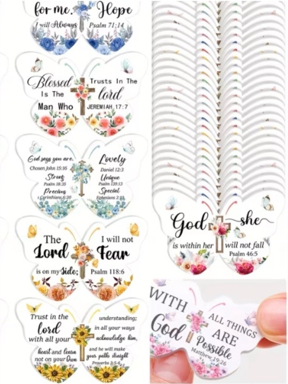 *Buy Now* Set of 25 Bible Verse Butterfly Nail Files